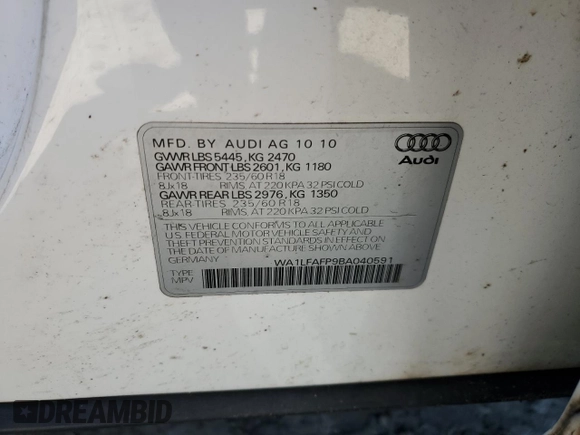 2011 Audi Q5 Premium Plus z VIN WA1LFAFP9BA040591, wystawiony jako Copart lot #75705244 z przebiegiem 82 674 mil mil oraz Szkoda całkowita • Salvage title. Historia ofert i sprzedaży dostępna na DreamBid. Obrazek 13.