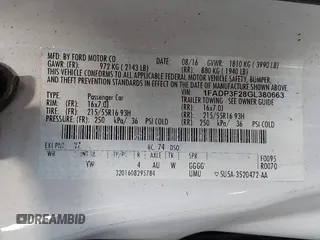 2016 Ford Focus SE with VIN 1FADP3F28GL380663, listed as a IAAI auction lot 42601266 with 78,204 mi miles and . Bid and sale history available at DreamBid. Image 9.