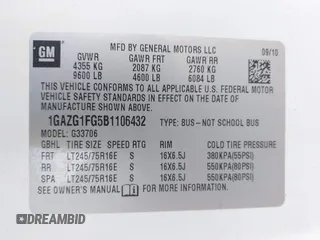 2011 Chevrolet Express Passenger 1LT с VIN 1GAZG1FG5B1106432, выставлен на аукционе IAAI как лот 42356831 с пробегом 216 679 миль миль и . История ставок и продаж доступна на DreamBid. Изображение 9.