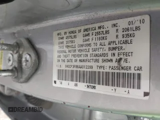 2010 Honda Accord EX-L with VIN 1HGCP3F86AA012299, listed as a IAAI auction lot 41971410 with 111,315 mi miles and . Bid and sale history available at DreamBid. Image 9.