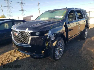 2024 Cadillac Escalade Premium Luxury with VIN 1GYS4BKL9RR232325, listed as a Copart auction lot 77145544 with 4,677 mi miles and Salvage Title. Bid and sale history available at carsss.com. Image 1.