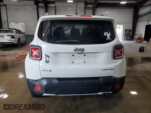 2016 Jeep Renegade Limited with VIN ZACCJBDT9GPC90284, listed as a Copart auction lot 61568865 with 104,099 mi miles and Salvage title. Bid and sale history available at DreamBid. Image 6.
