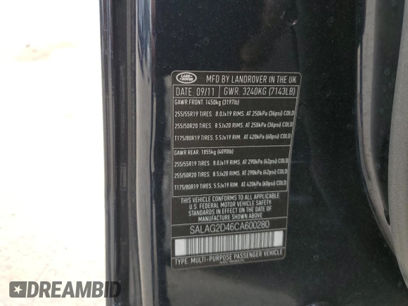 2012 Land Rover LR4 HSE with VIN SALAG2D46CA600280, listed as a Copart auction lot 47424755 with 70,882 mi miles and Salvage Title. Bid and sale history available at DreamBid. Image 15.