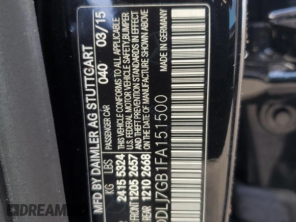 2015 Mercedes-Benz CLS-Class CLS 63 AMG S-Model with VIN WDDLJ7GB1FA151500, listed as a Copart auction lot 77434714 with 0 mi miles and Non Repairable. Bid and sale history available at carsss.com. Image 13.