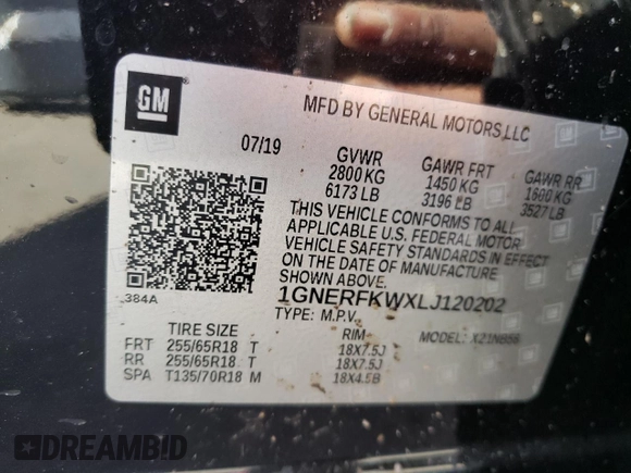 2020 Chevrolet Traverse LS z VIN 1GNERFKWXLJ120202, wystawiony jako Copart lot #54251905 z przebiegiem Nie podano mil oraz Nie do naprawy • Non repairable. Historia ofert i sprzedaży dostępna na DreamBid. Obrazek 13.
