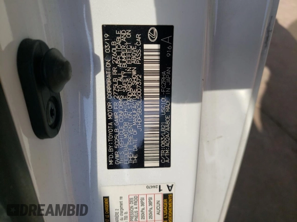 2020 Lexus RC F F z VIN JTHDP5BC5L5007372, wystawiony jako Copart lot #71937174 z przebiegiem 67 287 mil mil oraz Szkoda całkowita • Salvage title. Historia ofert i sprzedaży dostępna na DreamBid. Obrazek 12.
