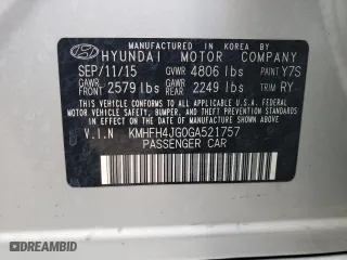 2016 Hyundai Azera Limited with VIN KMHFH4JG0GA521757, listed as a Copart auction lot 68950014 with 64,389 mi miles and Salvage Title. Bid and sale history available at carsss.com. Image 14.