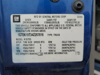2004 GMC Sierra 1500 SLE with VIN 1GTEK19T34Z267816, listed as a Copart auction lot 54185515 with 214,695 mi miles and Salvage title. Bid and sale history available at DreamBid. Image 12.