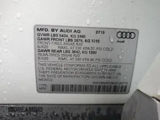 2019 Audi Q5 Premium Plus z VIN WA1BNAFY9K2136710, wystawiony jako Copart lot #55997445 z przebiegiem 56 996 mil mil oraz Szkoda całkowita • Salvage title. Historia ofert i sprzedaży dostępna na DreamBid. Obrazek 13.