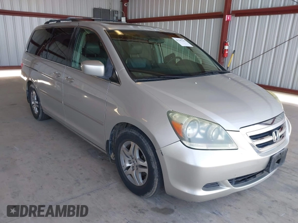 2005 Honda Odyssey EX-L with VIN 5FNRL38705B106488, listed as a IAAI auction lot 42545141 with 199,619 mi miles and . Bid and sale history available at DreamBid. Image 1.