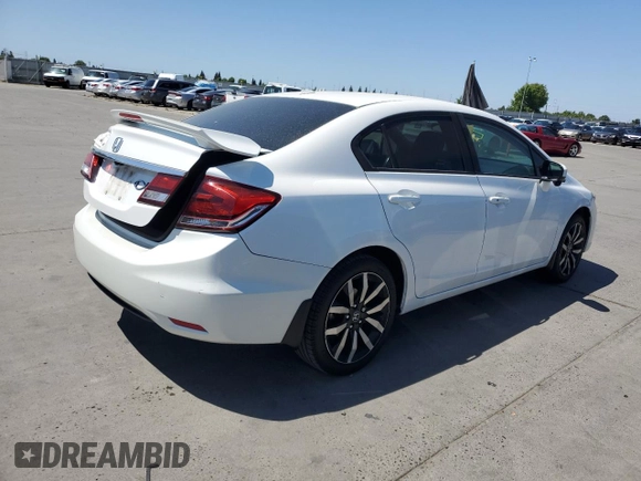 2015 Honda Civic EX-L with VIN 19XFB2F97FE258294, listed as a Copart auction lot 54789935 with 65,871 mi miles and Salvage Title. Bid and sale history available at carsss.com. Image 3.