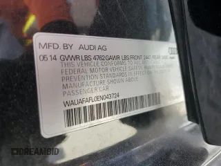 2014 Audi A4 Premium with VIN WAUAFAFL0EN043724, listed as a Copart auction lot 61640915 with 116,861 mi miles and Clean title. Bid and sale history available at DreamBid. Image 12.