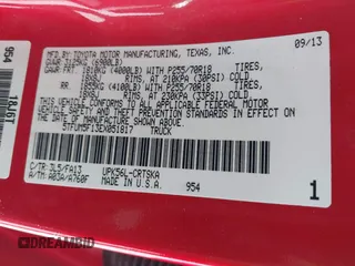 2014 Toyota Tundra 4WD Truck SR with VIN 5TFUM5F13EX051817, listed as a IAAI auction lot 41572338 with 138,459 mi miles. Bid and sale history available at carsss.com. Image 9.