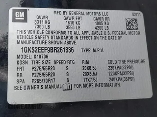 2011 GMC Yukon Denali with VIN 1GKS2EEF9BR261336, listed as a IAAI auction lot 41796533 with 149,808 mi miles. Bid and sale history available at carsss.com. Image 9.
