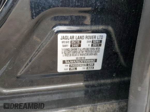 2015 Jaguar XJ with VIN SAJWA2GZXF8V88962, listed as a Copart auction lot 53919035 with 129,987 mi miles and Salvage Title. Bid and sale history available at carsss.com. Image 12.