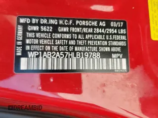 2017 Porsche Macan S с VIN WP1AB2A57HLB19788, выставлен на аукционе Copart как лот 56789265 с пробегом Не указан миль и Списание • Salvage title. История ставок и продаж доступна на DreamBid. Изображение 13.