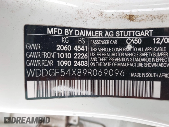 2009 Mercedes-Benz C 300 Sport z VIN WDDGF54X89R069096, wystawiony jako IAAI lot #42141126 z przebiegiem 183 440 mil mil oraz . Historia ofert i sprzedaży dostępna na DreamBid. Obrazek 9.