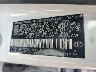 2013 Toyota Prius One with VIN JTDKDTB32D1547938, listed as a Copart auction lot 56397535 with 273,266 mi miles and Clean Title. Bid and sale history available at DreamBid. Image 12.