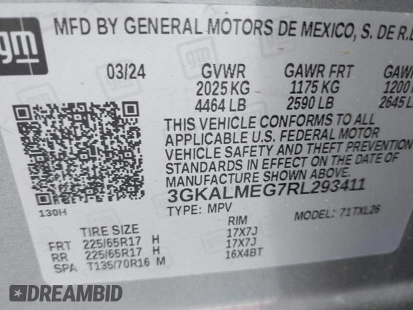 2024 GMC Terrain SLE z VIN 3GKALMEG7RL293411, wystawiony jako IAAI lot #42212636 z przebiegiem 21 429 mil mil oraz . Historia ofert i sprzedaży dostępna na DreamBid. Obrazek 9.