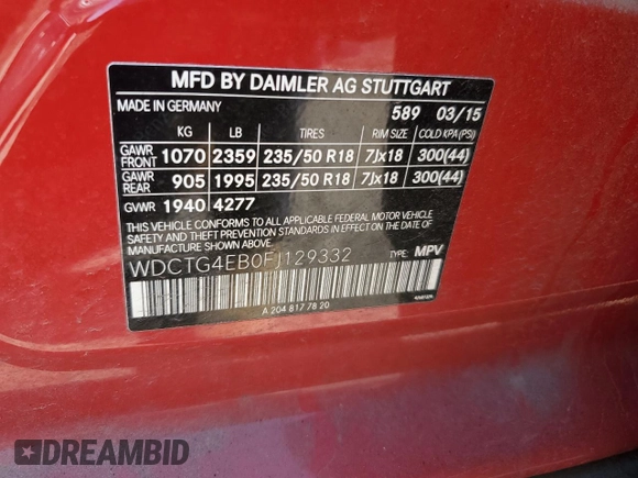 2015 Mercedes-Benz GLA 250 z VIN WDCTG4EB0FJ129332, wystawiony jako Copart lot #44329054 z przebiegiem 62 243 mil mil oraz Szkody całkowita. Historia ofert i sprzedaży dostępna na DreamBid. Obrazek 12.