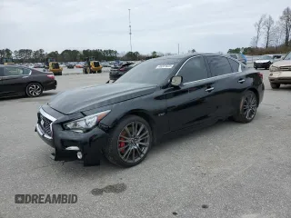 2018 Infiniti Q50 RED SPORT 400 with VIN JN1FV7AR5JM481734, listed as a Copart auction lot 48287625 with 0 mi miles and Salvage Title. Bid and sale history available at carsss.com. Image 1.