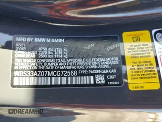 2021 BMW M4 Competition with VIN WBS33AZ07MCG72568, listed as a Copart auction lot 61285354 with 65,120 mi miles and Salvage Title. Bid and sale history available at carsss.com. Image 14.