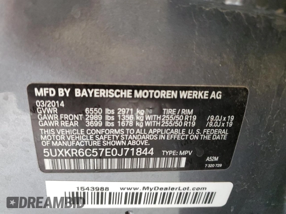 2014 BMW X5 xDrive50i z VIN 5UXKR6C57E0J71844, wystawiony jako Copart lot #54399675 z przebiegiem 79 898 mil mil oraz Szkoda całkowita • Salvage title. Historia ofert i sprzedaży dostępna na DreamBid. Obrazek 13.