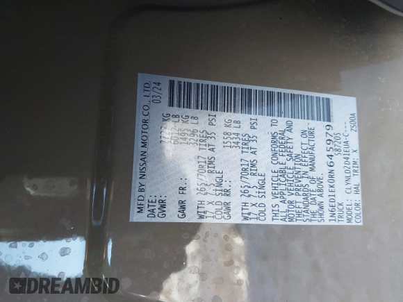 2024 Nissan Frontier Pro-4X with VIN 1N6ED1EK0RN645979, listed as a IAAI auction lot 41613465 with 19,241 mi miles and . Bid and sale history available at DreamBid. Image 9.