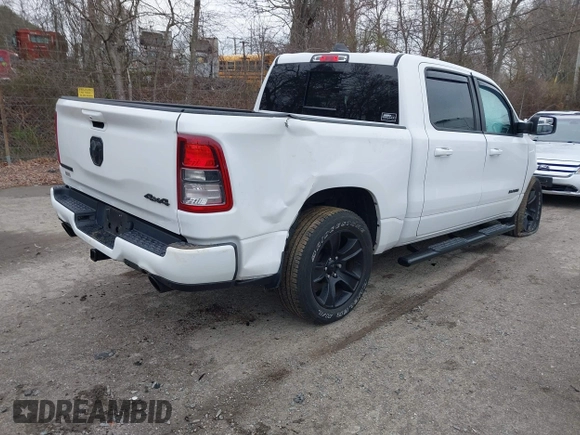 2021 Ram 1500 Big Horn with VIN 1C6SRFFT1MN721561, listed as a IAAI auction lot 42017023 with 62,023 mi miles and . Bid and sale history available at DreamBid. Image 4.