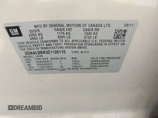2012 Chevrolet Equinox LT w/1LT with VIN 2GNALDEK3C1126110, listed as a IAAI auction lot 42143498 with 208,226 mi miles. Bid and sale history available at carsss.com. Image 9.