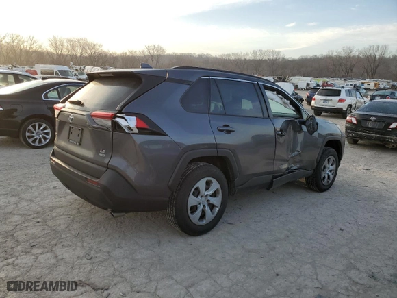 2019 Toyota RAV4 LE with VIN 2T3G1RFV2KC018647, listed as a Copart auction lot 48591045 with 43,887 mi miles and Salvage Title. Bid and sale history available at carsss.com. Image 3.