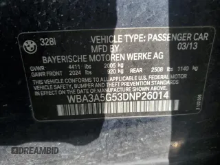 2013 BMW 3 Series 328i with VIN WBA3A5G53DNP26014, listed as a Copart auction lot 51509815 with 123,416 mi miles and Clean Title. Bid and sale history available at carsss.com. Image 14.
