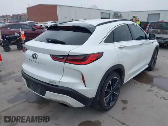 2023 Infiniti QX55 Luxe with VIN 3PCAJ5JR3PF115036, listed as a IAAI auction lot 42290047 with 58,892 mi miles and . Bid and sale history available at DreamBid. Image 4.