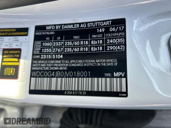 2018 Mercedes-Benz GLC with VIN WDC0G4JB0JV018001, listed as a Copart auction lot 55706755 with 137,134 mi miles and Clean Title. Bid and sale history available at carsss.com. Image 10.