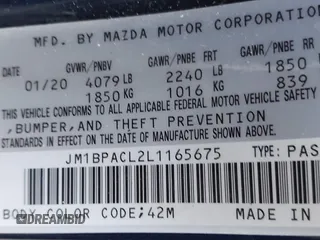 2020 Mazda 3 Select z VIN JM1BPACL2L1165675, wystawiony jako IAAI lot #42232872 z przebiegiem 99 261 mil mil oraz . Historia ofert i sprzedaży dostępna na DreamBid. Obrazek 9.