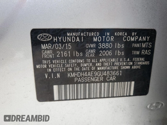 2016 Hyundai Elantra SE с VIN KMHDH4AE9GU483661, выставлен на аукционе Copart как лот 57785235 с пробегом 71 019 миль миль и Списание • Salvage title. История ставок и продаж доступна на DreamBid. Изображение 12.
