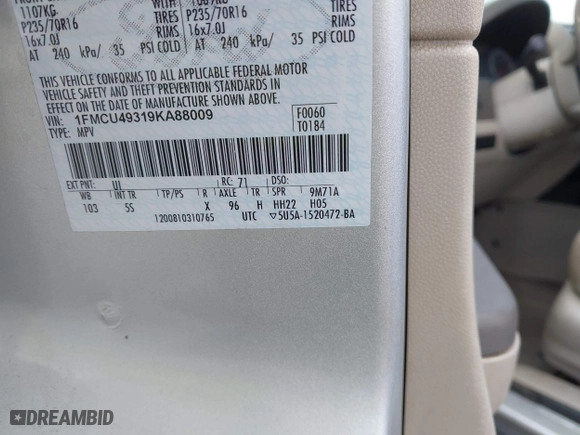 2009 Ford Escape Hybrid with VIN 1FMCU49319KA88009, listed as a IAAI auction lot 42065410 with 239,319 mi miles. Bid and sale history available at carsss.com. Image 9.