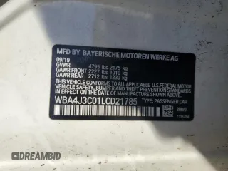 2020 BMW 4 Series 430i xDrive with VIN WBA4J3C01LCD21785, listed as a Copart auction lot 69656414 with 54,460 mi miles and Salvage title. Bid and sale history available at DreamBid. Image 13.