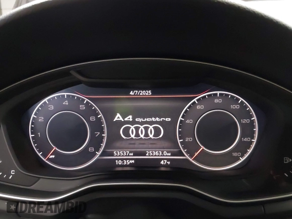 2019 Audi A4 Premium Plus with VIN WAUENAF48KA041431, listed as a IAAI auction lot 41977177 with 53,537 mi miles. Bid and sale history available at carsss.com. Image 7.
