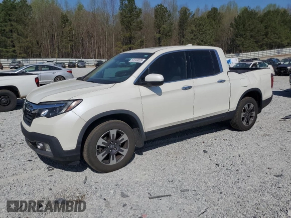 2019 Honda Ridgeline RTL-E with VIN 5FPYK3F72KB021673, listed as a Copart auction lot 50599005 with 65,469 mi miles and Salvage title. Bid and sale history available at DreamBid. Image 1.