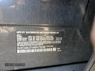 2021 BMW X5 xDrive45e with VIN 5UXTA6C01M9H73538, listed as a Copart auction lot 50148605 with 0 mi miles and Salvage Title. Bid and sale history available at carsss.com. Image 13.