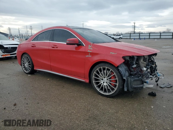 2015 Mercedes-Benz CLA 45 AMG with VIN WDDSJ5CB0FN204556, listed as a Copart auction lot 43118495 with 70,896 mi miles and Salvage Title. Bid and sale history available at DreamBid. Image 4.
