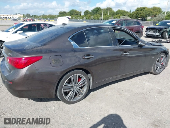 2014 Infiniti Q50 with VIN JN1BV7AP8EM679470, listed as a IAAI auction lot 41575121 with 84,880 mi miles. Bid and sale history available at carsss.com. Image 4.