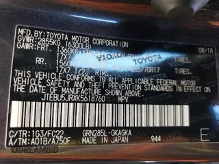 2019 Toyota 4Runner SR5 с VIN JTEBU5JRXK5618760, выставлен на аукционе Copart как лот 56077165 с пробегом 97 399 миль миль и Списание • Salvage title. История ставок и продаж доступна на DreamBid. Изображение 14.