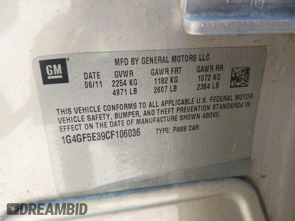 2012 Buick LaCrosse Premium 2 with VIN 1G4GF5E39CF106036, listed as a IAAI auction lot 41463836 with 137,553 mi miles. Bid and sale history available at carsss.com. Image 9.