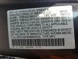 2024 Honda Pilot EX-L 8 Passenger with VIN 5FNYG2H40RB000225, listed as a Copart auction lot 65441274 with 0 mi miles and Salvage Title. Bid and sale history available at carsss.com. Image 13.