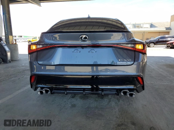 2025 Lexus IS 500 F Sport Performance with VIN JTHAP1D21S5007187, listed as a Copart auction lot 55784875 with 6,084 mi miles and Salvage title. Bid and sale history available at DreamBid. Image 6.