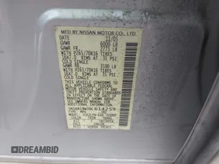 2006 Nissan Pathfinder SE with VIN 5N1AR18W36C614259, listed as a IAAI auction lot 42640344 with 127,300 mi miles and . Bid and sale history available at DreamBid. Image 9.