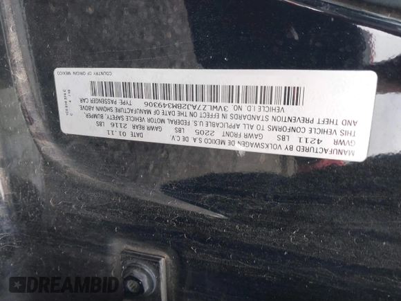 2011 Volkswagen Jetta SEL z VIN 3VWLZ7AJ2BM349306, wystawiony jako IAAI lot #38222989 z przebiegiem 198 462 mil mil oraz . Historia ofert i sprzedaży dostępna na DreamBid. Obrazek 9.