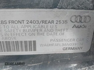 2010 Audi A4 2.0T Premium Plus with VIN WAUHFAFL3AN039174, listed as a IAAI auction lot 41905038 with 1 mi miles. Bid and sale history available at carsss.com. Image 9.